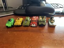 Six Matchbox Military Vehicles from 70's, Weasel, Stoat, SP Gun, Badges & others