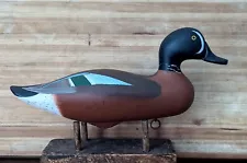 Possibly R. Madison Mitchell Unsigned Blue-Winged Teal Duck Decoy 13" BLEMISHES