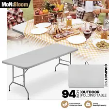 Heavy Duty Utility 8ft Folding Plastic Dining Table Outdoor Picnic Desk w/Handle