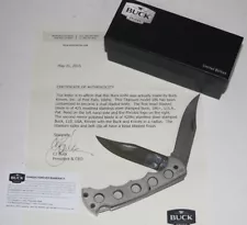 BUCK CUSTOM PHROBIS 186 TITANIUM DUAL BLADE FOLDING KNIFE WITH COA & BOX MB