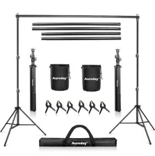 Aureday Backdrop Stand, 10x7Ft Adjustable Photo Backdrop Stand Kit