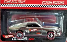 Hot Wheels RLC, 2003 Redline Club, '68 Custom Mustang, Chrome with Blue Stripes