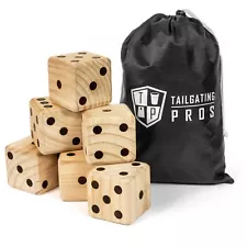 Tailgating Pros Giant Dice Set - 6 Oversized Wooden Playing Dice