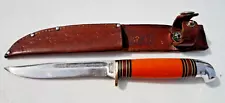 VINTAGE WESTERN BOULDER COLO. USA ORANGE HANDLE FIXED BLADE HUNTING KNIFE