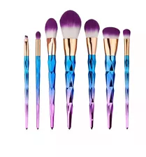 Unicorn Rainbow Shape Professional Eye and Face Makeup 7 Brushes Set with Case