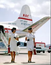 8x10 color vintage image of NAC Airlines Stewardess uniforms (New Zealand) 1960s