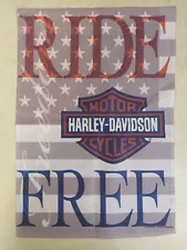 Harley Davidson Ride Free Decorative Garden Flag Banner 12.5 x 17.5 Inches CLEAN