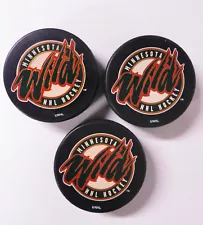 (3) Minnesota Wild NHL Hockey Pucks Lot