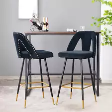 Contemporary Velvet Upholstered Connor 28" Bar Stool,Set of 2