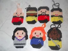 HANDMADE PLASTIC CANVAS STAR TREK CHRISTMAS ORNAMENTS SET OF 7