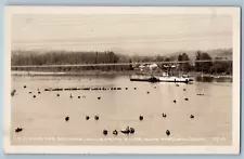 Portland Oregon OR Postcard RPPC Photo Fishing For Salmon Willamette River c1940