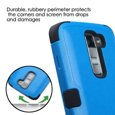 for LG K7 / Tribute 5 - BLUE BLACK ARMOR HIGH IMPACT DEFENDER CASE PHONE COVER