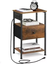 Nightstand with Charging Station and Drawer