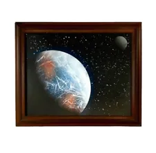 Galaxy Painting Space Art Planet Spray Paint on Canvas Framed Astronomy Decor