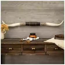 Western Americana Steer Horn Large Rustic Studded Longhorn Wall Decor Resin New