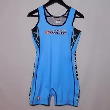 Team BRUTE Powder Blue and Black Tribal USA Wrestling Singlet Women's Medium