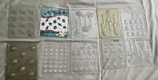 Lot of 10 Clear Plastic Chocolate Candy Molds Everyday, Shells, Flowers,Football