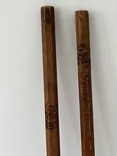 Pair (2) VTG 1961-2 Japanese Mount Fuji Station Stamped Climbing Hiking Sticks