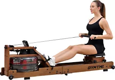 Water Rowing Machine for Home Use, Classic Solid Wood Rower Machine with Bluetoo