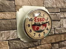 VTG INGRAHAM ESSO OIL OLD GAS STATION OIL ADVERTISING WALL CLOCK SIGN PUMP