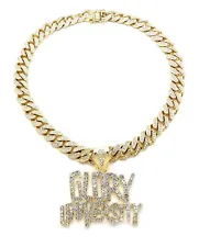 CHIEF KEEF GLORY UNIVERSITY PENDANT 20" ICE BLING MIAMI CUBAN CHAIN GOLD PLATED