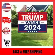 Donald Trump JD Vance 2024 Yard Sign 18" x 12" 2-Sided Sign Metal H-Stake Maga-3