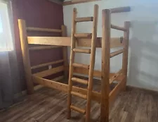 Rustic Log Bunk Bed TWIN over TWIN With Ladder