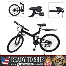 Folding Mountain Bike Full Suspension 26" 21 Speed For Men and Women 26inch Bike