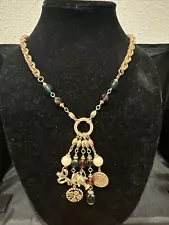 Mix Chain Charm Necklace, Gold Tone with Charms