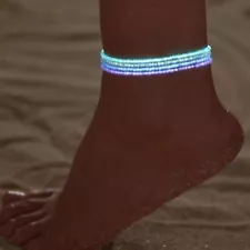 4pcs Women Glow In the Dark Anklet Beaded Foot Beach Jewellery Summer Holiday