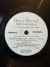 78Rpm Hot Dance, Rhythm Maniacs 'Sunny Side Up Selection' Decca Not For Sale dis