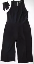 14 ~ BANANA REPUBLIC ~ BLACK BELTED JUMPER WIDE LEG ~ cocktail jumpsuit pants