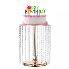 Metal Cake Stand with Crystal Pendants for Wedding Birthday Gold 12 x 15Inch