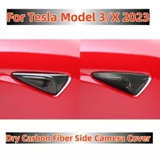 2 pcs Hot sale Dry Carbon Fiber Side Camera Cover Trim for Tesla Model 3/X 2023+