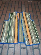 Vintage Mexican Aztec Vest Poncho Blanket Serape Baja Goat Sheep Outlaw Biker