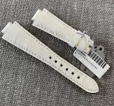 Harry Winston Biretrograde Lady Watch Strap Shiny White Alligator 100/60 NWT SG