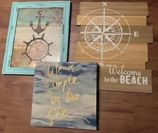 Beach Theme Wall Art Decors (Set of 3) Anchor Coastal Nautical Inspired