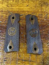 Factory Checkered Wood Grips For Iver Johnson 1911 Full Size Models. (103)