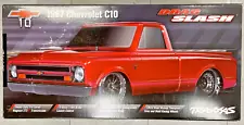 -NIB- Traxxas Drag Slash 2WD R/C No Prep RTR Brushless C10 Chevy Red 94076-4