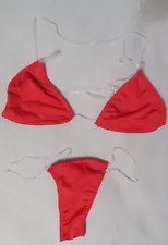 Micro Kini Red Mini Bikini With Clear Straps