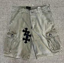 Soffer Ari Cargo Shorts w Leather Chrome .925 Sterling Silver Hearts LAST PAIR!