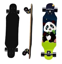 31 Inch Small Longboard Carving Cruising Skateboard for Kids Teens Adults Sky