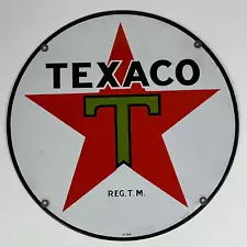 TEXACO 15” PORCELAIN single sided truck-tanker-lubester sign ORIG DATED 3-34