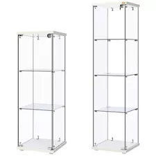 3/4-Shelf Glass Display Cabinet Glass Curio Cabinet Trophy Case Bookshelf & Lock