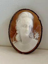 Large Gilt Sterling Silver .925 Cameo Brooch