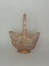 Fenton Opalescent Pink Lily of the Valley Basket 8" tall, 6" Wide