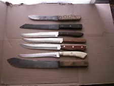 7 old kitchen knives butcher meat steak homestead free ship