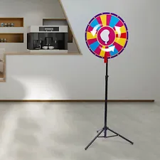 24" Prize Wheel Fortune Tripod Floor Stand Carnival Spinning Game Color 47-67"