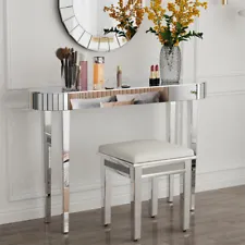 ARTLOGE Glam Silver Mirrored Console Table Tall Sofa Side Table Vanity Furniture