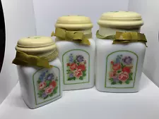 3 Avon Country Garden Bath Oil Powder Sachet Glass Bottles Vintage